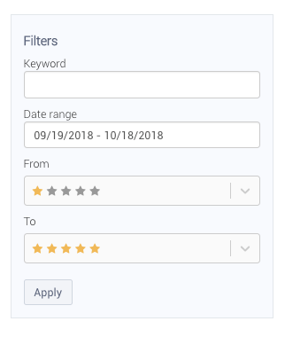 Reviews and Ratings Filters in AppTweak